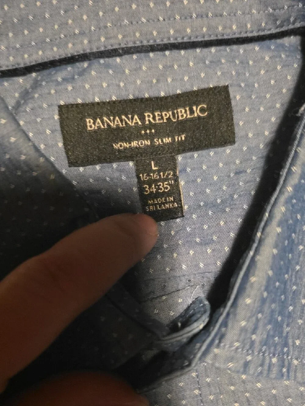 Banana Republic Blue Micro-Pattern Long Sleeve Dress Shirt, Non-iron, Size Large
